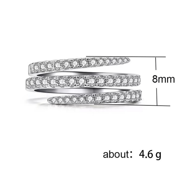 NEW 3 ROUND FULL DIAMOND STERLING SILVER RING - Picture 6 of 7